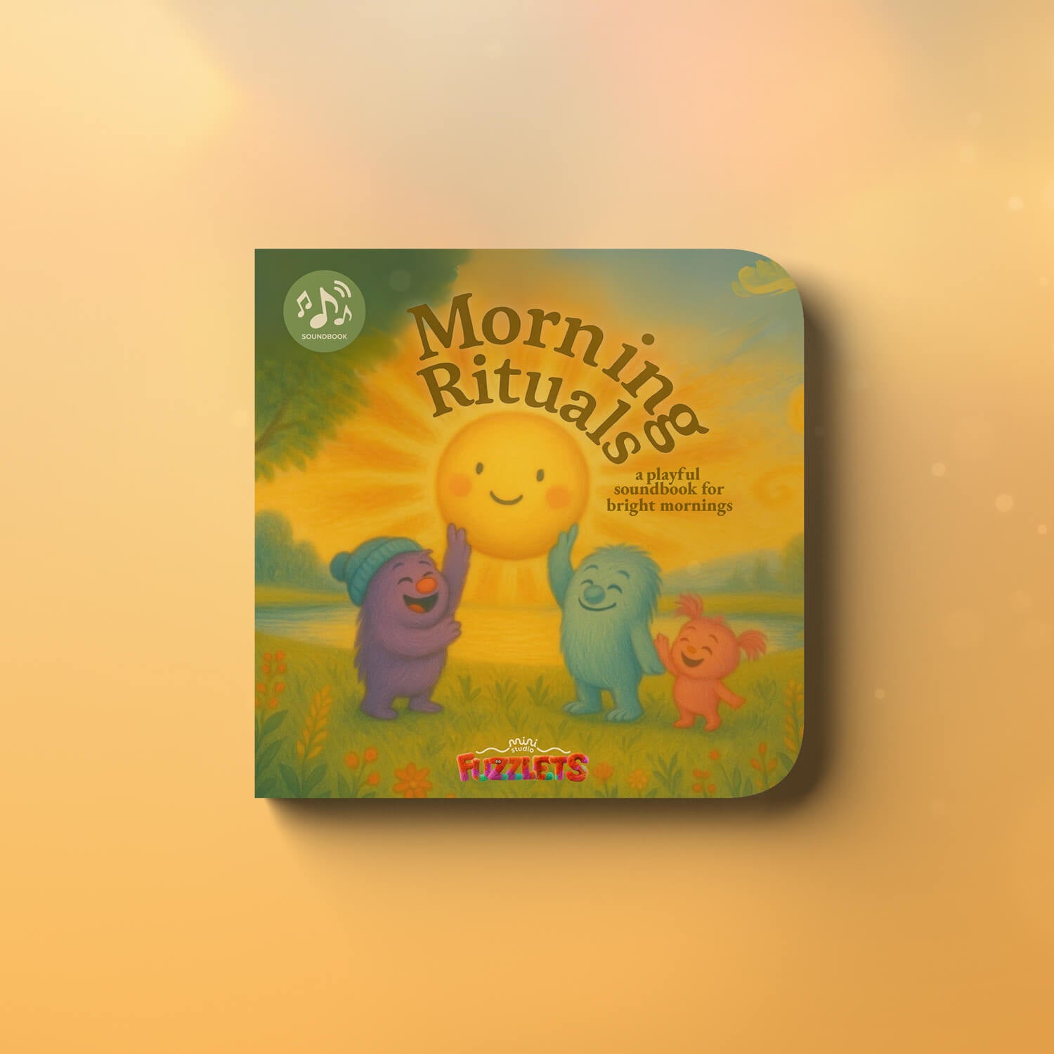 Fuzzlets Morning Soundbook cover with 5 energizing daily routine songs