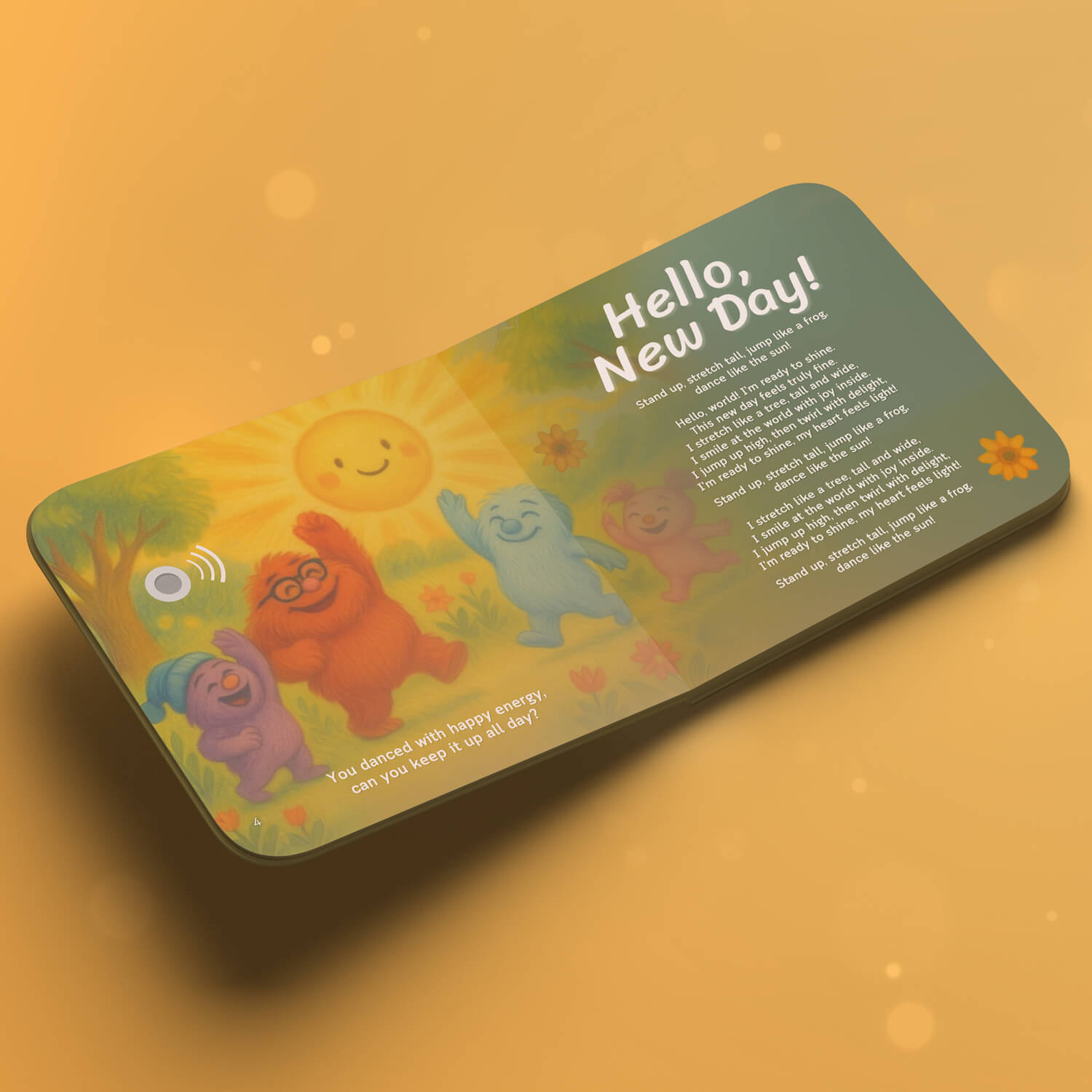 Interactive buttons inside Morning Soundbook for kids to play songs